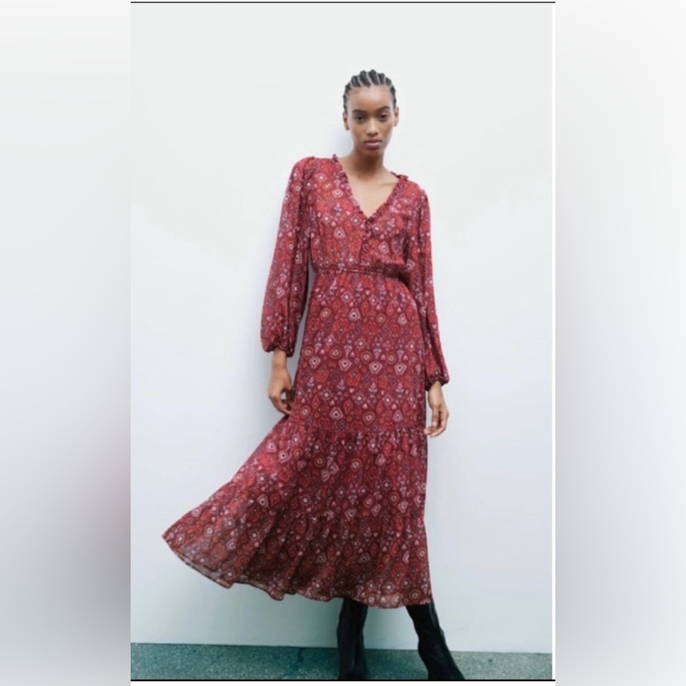 ZARA PRINTED MIDI DRESS